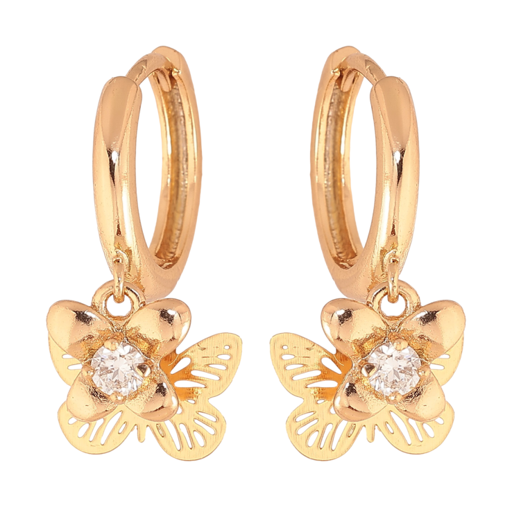 Серьги Xuping цвет Позолота 18K подвески на колечках "Бабочки" фото №13