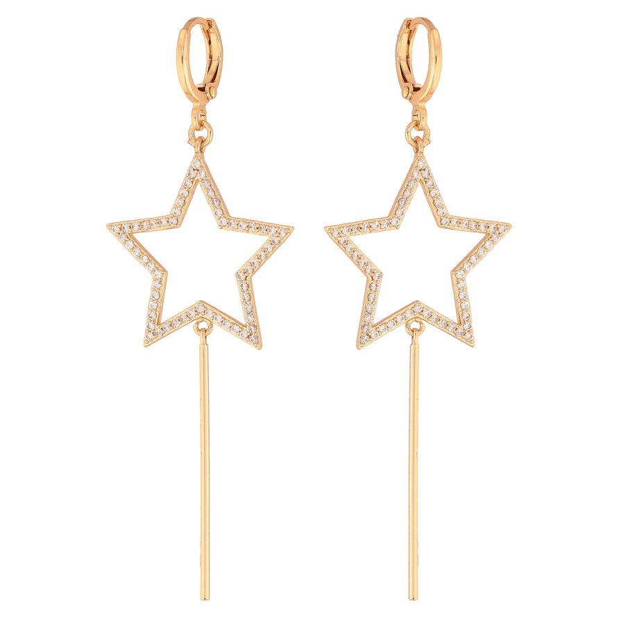 Серьги Xuping цвет Позолота 18K подвески на колечках "Звезды" фото №1 Серьги Xuping цвет Позолота 18K подвески на колечках "Звезды" фото №1