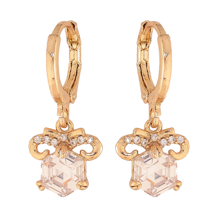 Серьги Xuping цвет Позолота 18K подвески на колечках "Декоративный узор с кристаллами" фото №9
