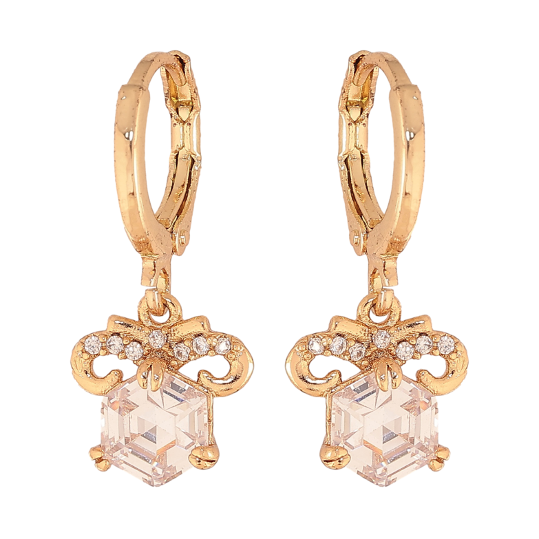 Сережки Xuping колір Позолота 18K підвіски на колечках "Декоративний візерунок із кристалами" фото №2 Сережки Xuping колір Позолота 18K підвіски на колечках "Декоративний візерунок із кристалами" фото №2