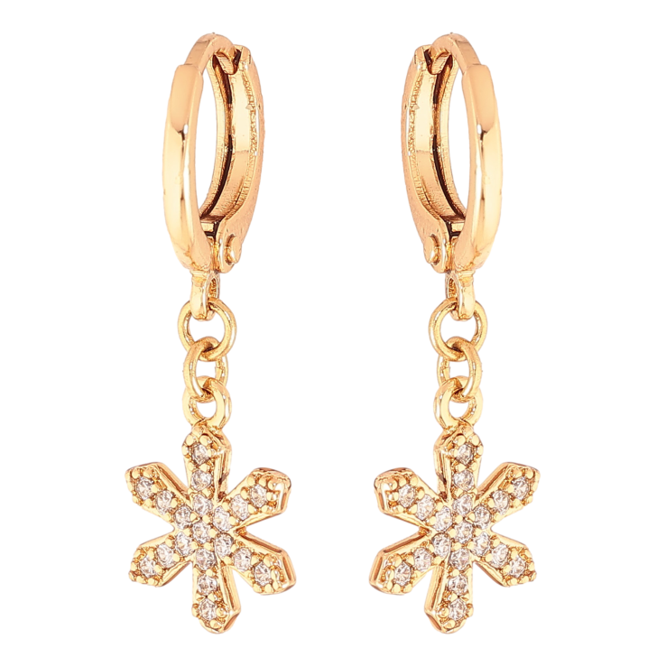 Серьги Xuping цвет Позолота 18K подвески на колечках "Снежинки" - Фото 11
