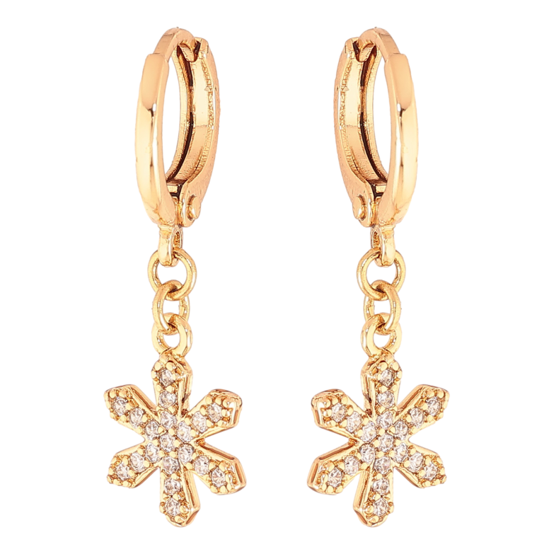 Серьги Xuping цвет Позолота 18K подвески на колечках "Снежинки" фото №1 Серьги Xuping цвет Позолота 18K подвески на колечках "Снежинки" фото №1