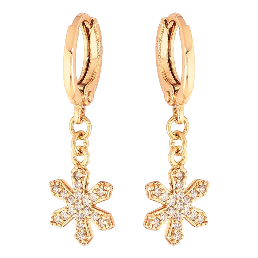 Серьги Xuping цвет Позолота 18K подвески на колечках "Снежинки" фото №1 Серьги Xuping цвет Позолота 18K подвески на колечках "Снежинки" фото №1