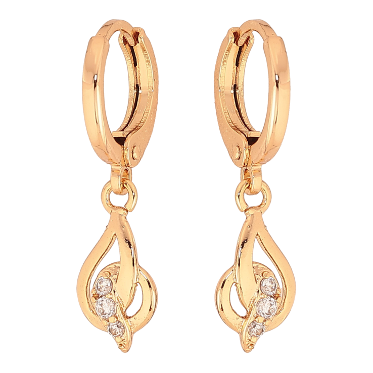 Серьги Xuping цвет Позолота 18К подвески на колечках "Узор с кристаллами" фото №20