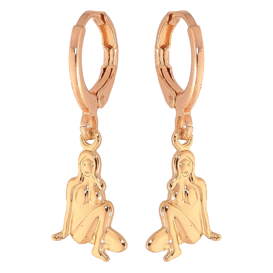 Серьги Xuping цвет Позолота 18K подвески на колечках "Дева" фото №1 Серьги Xuping цвет Позолота 18K подвески на колечках "Дева" фото №1