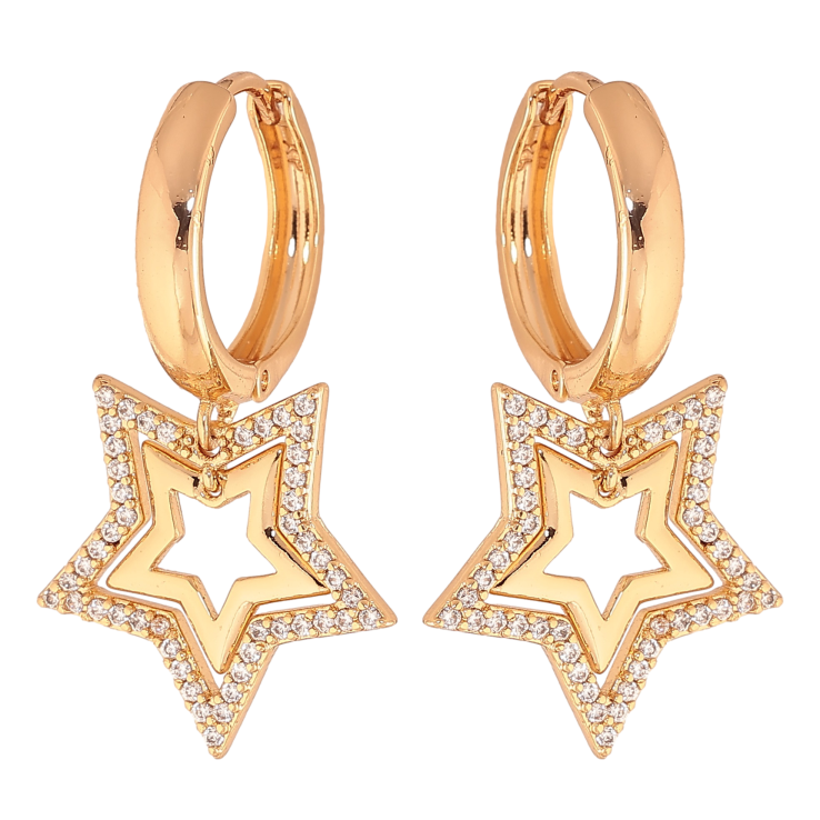 Сережки Xuping колір Позолота 18K підвіски на колечках "Зірки" - text_photo_image 10