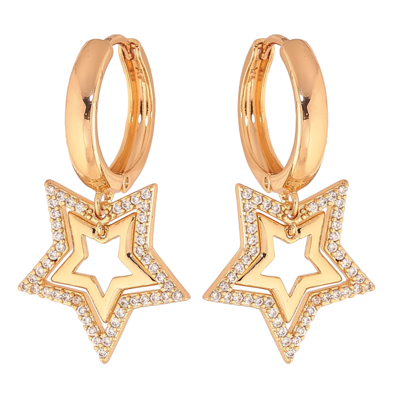 Сережки Xuping колір Позолота 18K підвіски на колечках "Зірки" фото №1 Сережки Xuping колір Позолота 18K підвіски на колечках "Зірки" фото №1