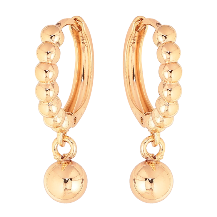 Сережки Xuping колір Позолота 18K підвіски на колечках "Кульки" фото №4