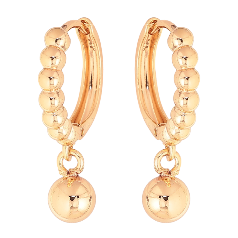 Сережки Xuping колір Позолота 18K підвіски на колечках "Кульки" фото №1