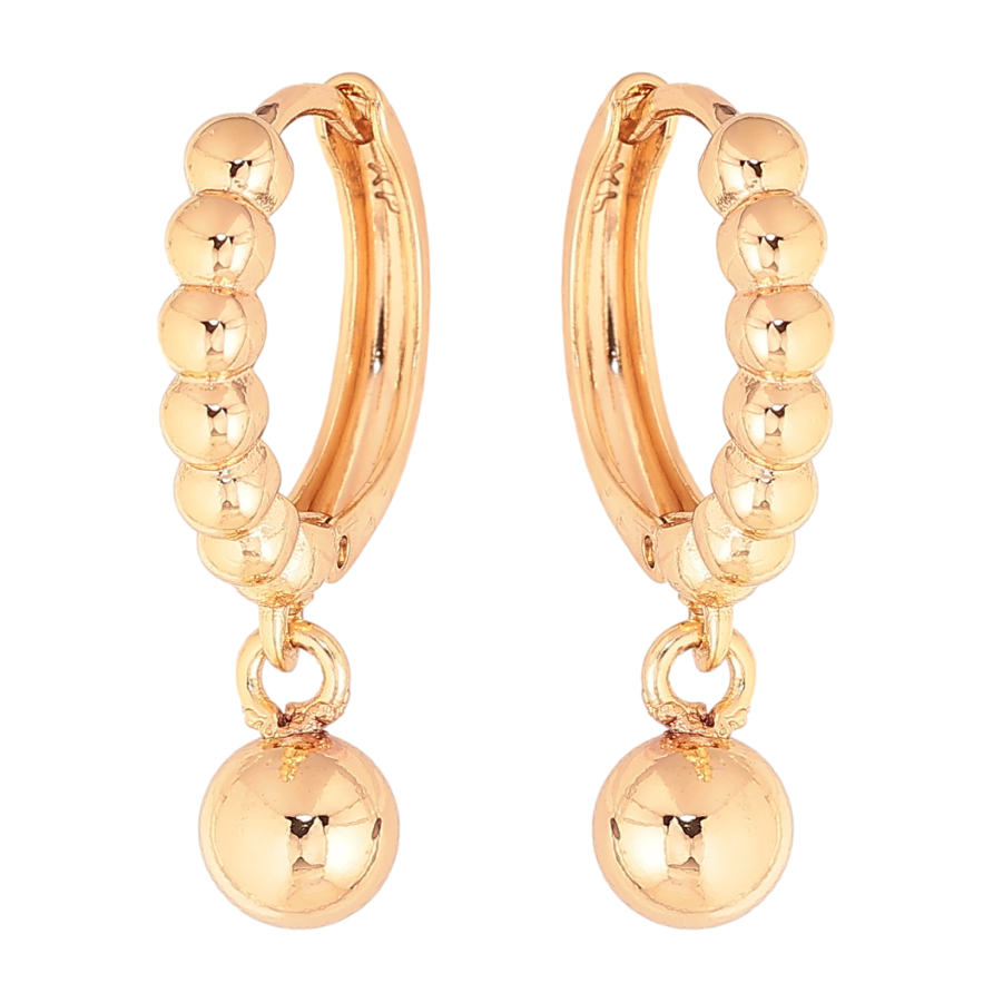 Сережки Xuping колір Позолота 18K підвіски на колечках "Кульки" фото №1