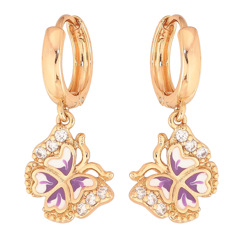 Сережки Xuping колір Позолота 18K підвіски на колечках "Метелики з кольоровою емаллю та кристалами" фото №8