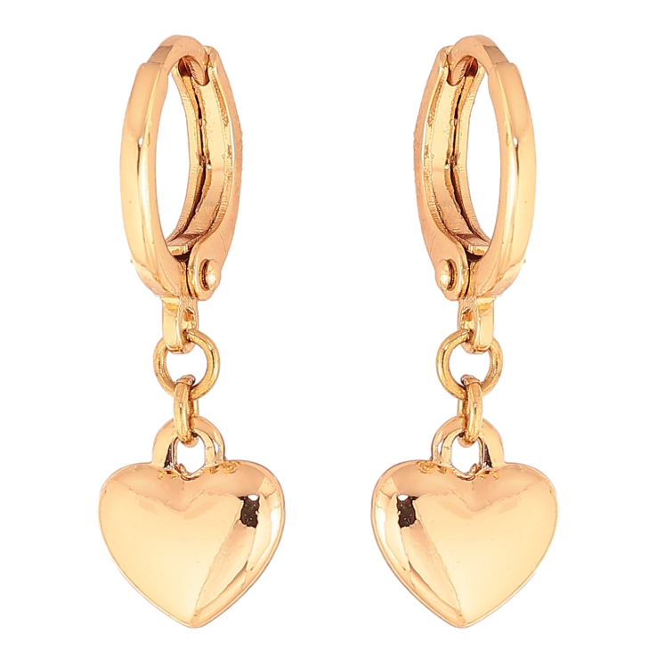 Сережки Xuping колір Позолота 18K підвіски на колечках "Сердечка" фото №14