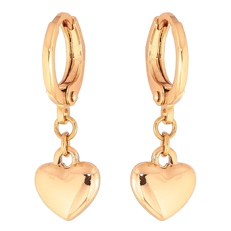 Сережки Xuping колір Позолота 18K підвіски на колечках "Сердечка" фото №1