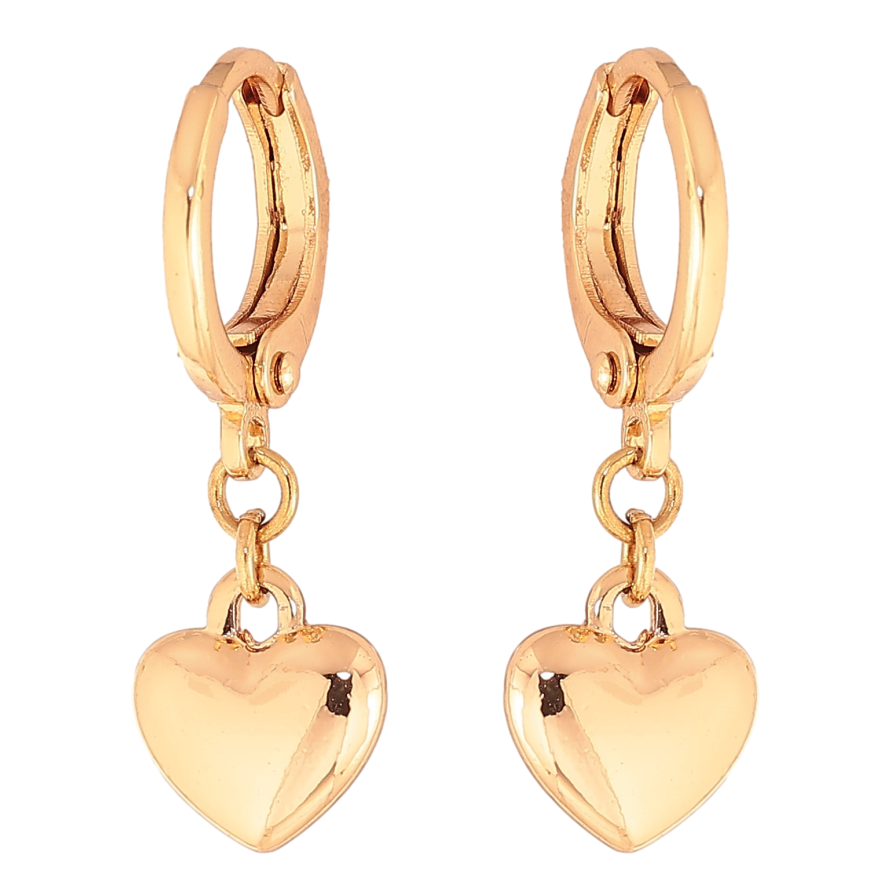 Сережки Xuping колір Позолота 18K підвіски на колечках "Сердечка" фото №1