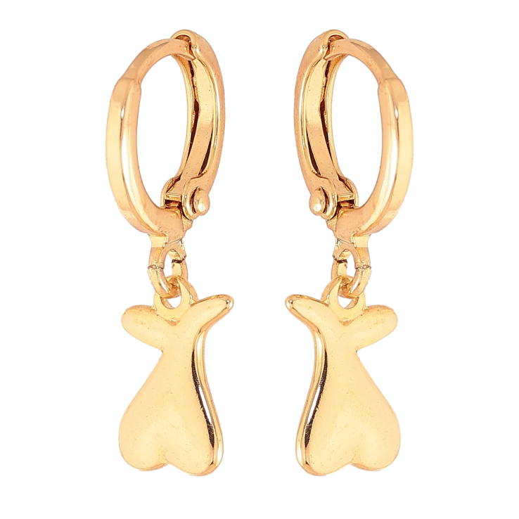 Серьги Xuping цвет Позолота 18K подвески на колечках "Сердечки"  фото №25