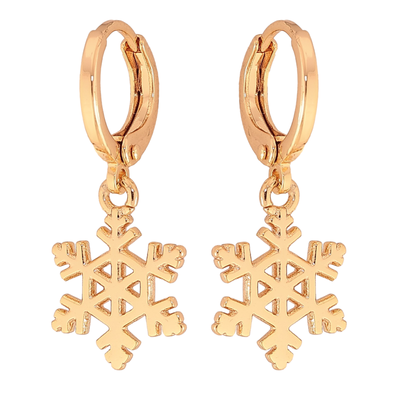 Серьги Xuping цвет Позолота 18K подвески на колечках "Снежинки" фото №5 Серьги Xuping цвет Позолота 18K подвески на колечках "Снежинки" фото №5