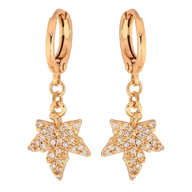 Сережки Xuping колір Позолота 18К підвіски на колечках "Листочки" фото №14