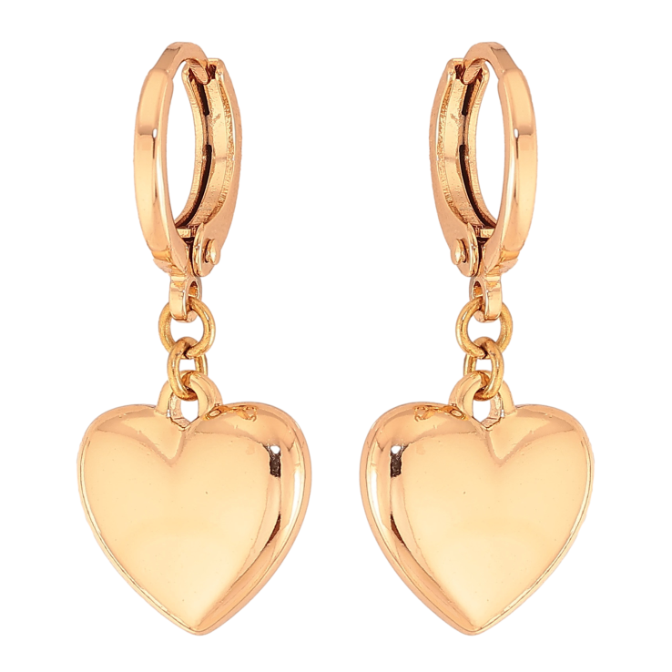 Сережки Xuping колір Позолота 18K підвіски на колечках "Сердечка"  фото №7