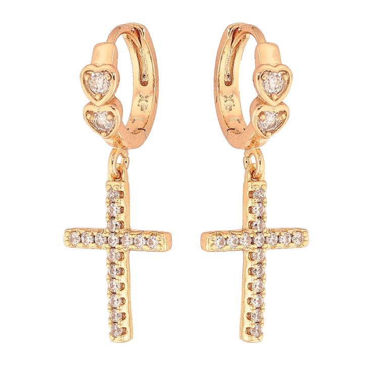 Сережки Xuping колір Позолота 18K підвіски на колечках "Хрестики" фото №10 Сережки Xuping колір Позолота 18K підвіски на колечках "Хрестики" фото №10
