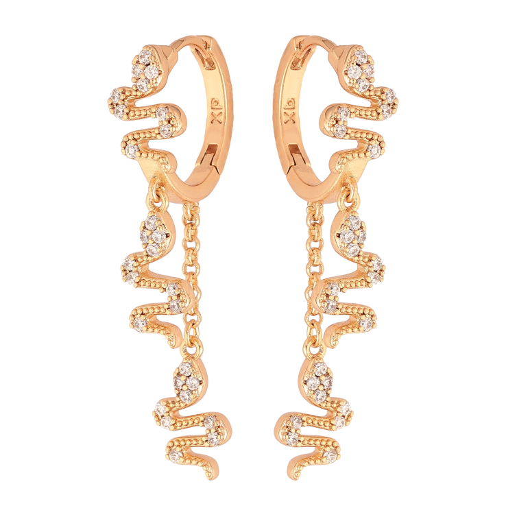 Сережки Xuping колір Позолота 18K підвіски на колечках "Змійки" фото №6