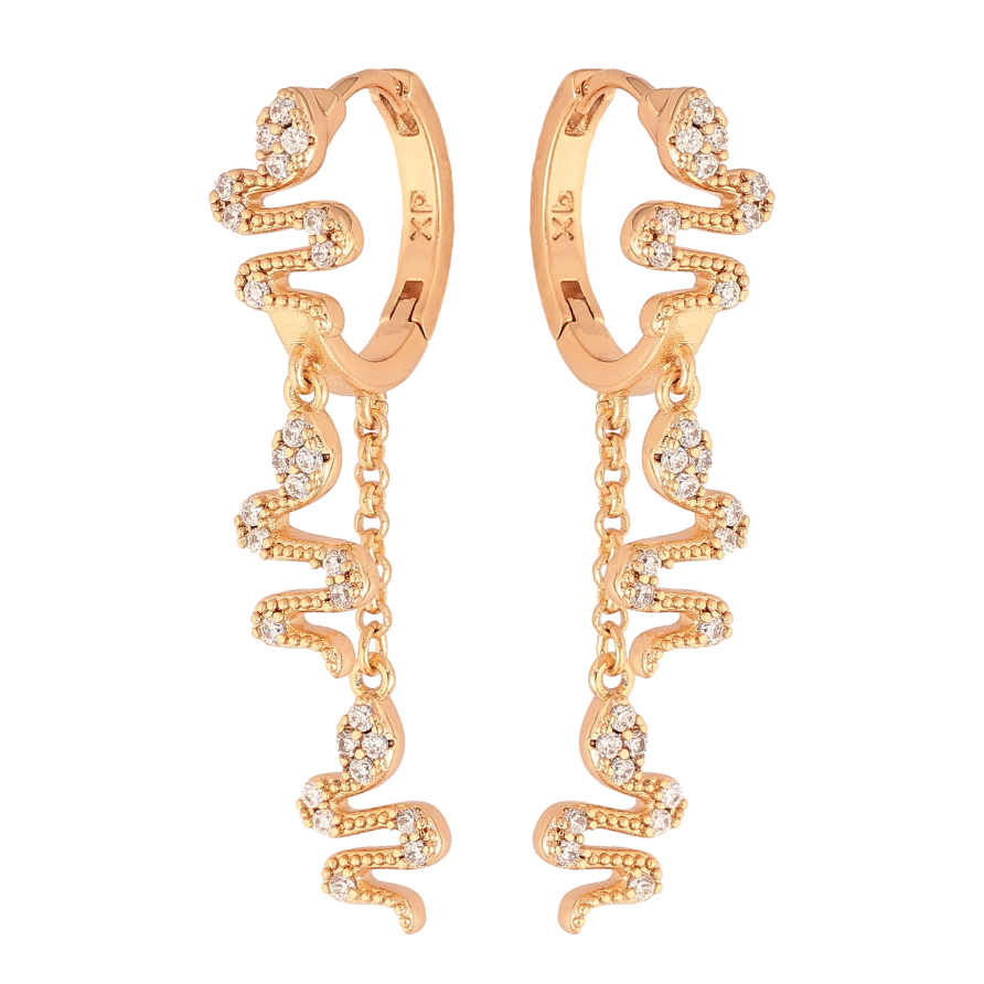 Сережки Xuping колір Позолота 18K підвіски на колечках "Змійки" фото №1