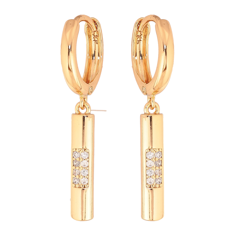 Серьги Xuping цвет Позолота 18K подвески на колечках "Узор с кристаллами" фото №6