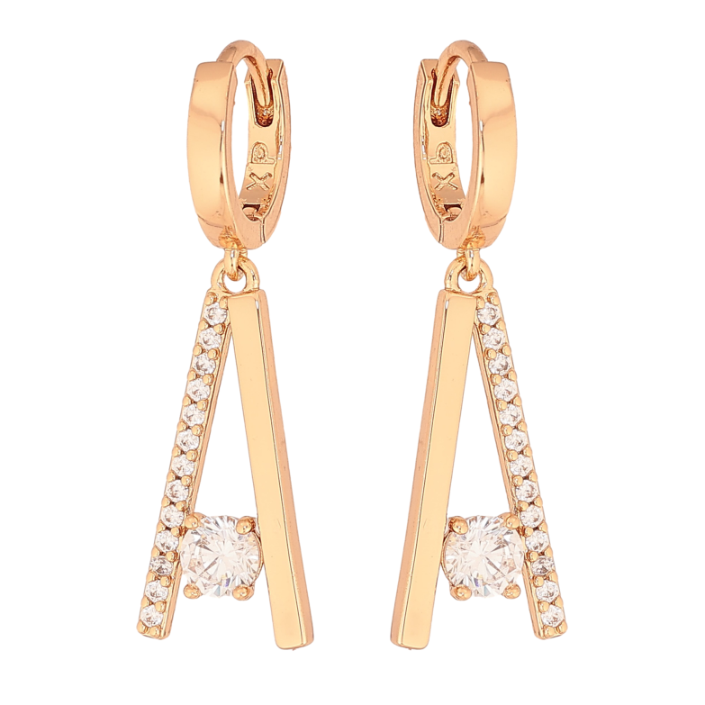Серьги Xuping цвет Позолота 18K подвески на колечках "Буква А" фото №1