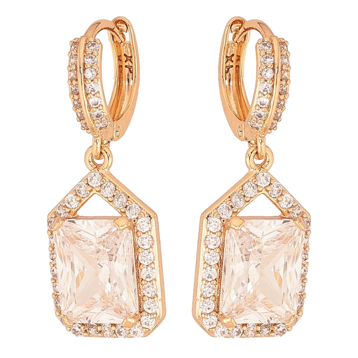 Сережки Xuping колір Позолота 18К підвіски на колечках "Інкрустація кристалами" фото №15