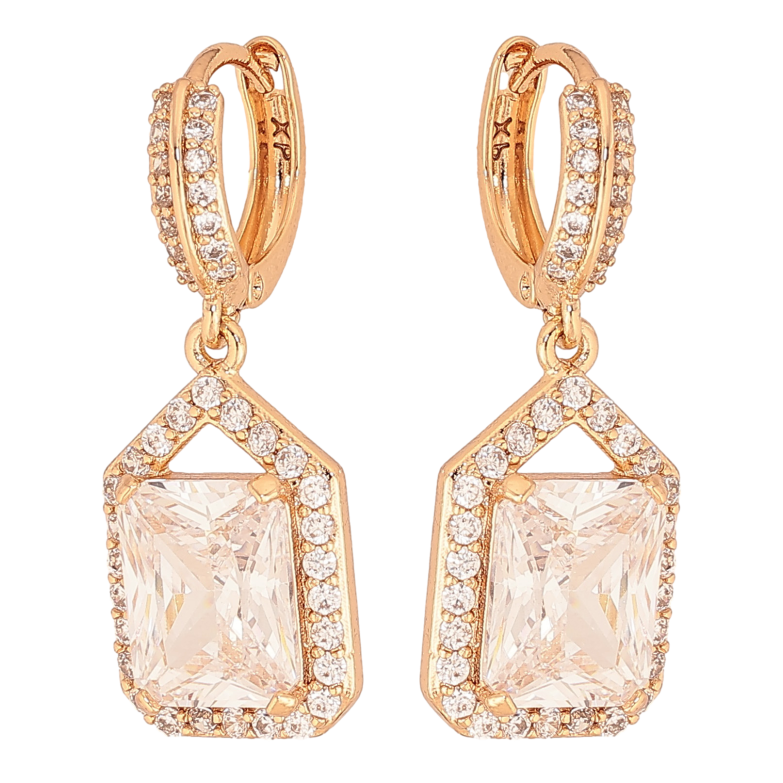 Сережки Xuping колір Позолота 18К підвіски на колечках "Інкрустація кристалами" фото №1