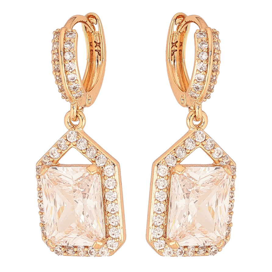 Сережки Xuping колір Позолота 18К підвіски на колечках "Інкрустація кристалами" фото №1