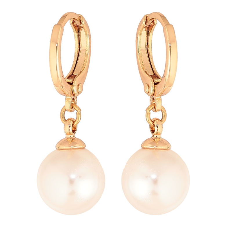 Серьги Xuping цвет Позолота 18K подвески на колечках "Жемчужины" ø 9мм фото №1