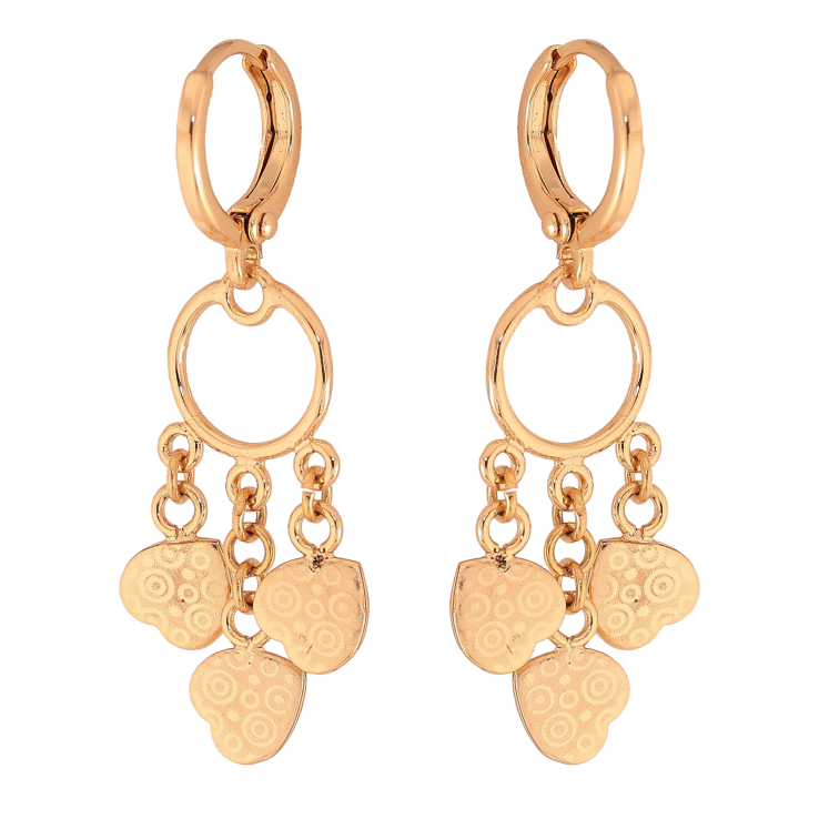 Серьги Xuping цвет Позолота 18К подвески на колечках "Сердечки с узором напылением" фото №15 Серьги Xuping цвет Позолота 18К подвески на колечках "Сердечки с узором напылением" фото №15