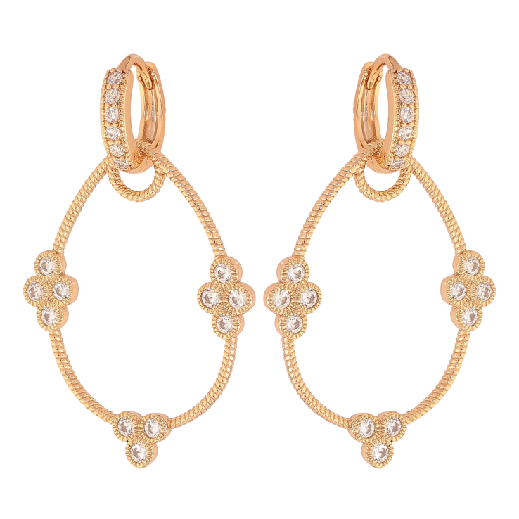 Серьги Xuping цвет Позолота 18K подвески на колечках "Декоративные подвески с кристаллами" 2 в 1 - Фото 15