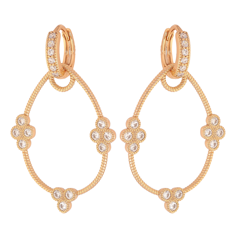Серьги Xuping цвет Позолота 18K подвески на колечках "Декоративные подвески с кристаллами" 2 в 1 фото №1