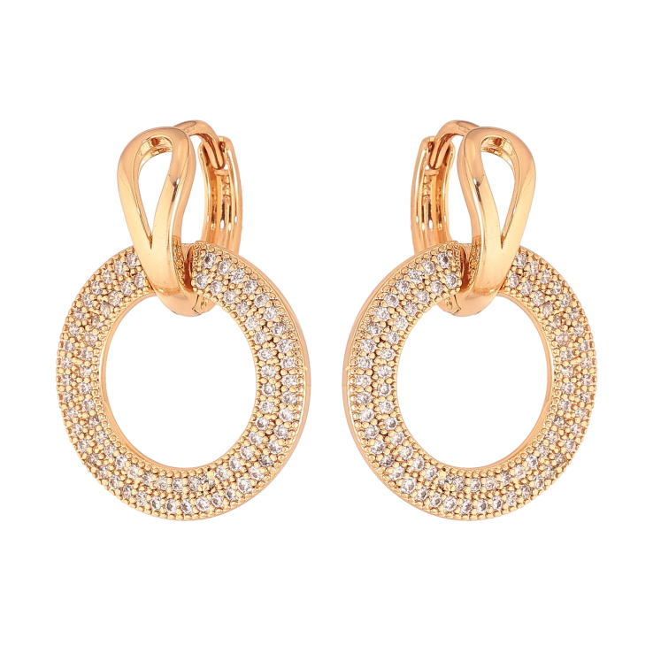 Сережки Xuping колір Позолота 18К підвіски на колечках "Кільця з інкрустацією кристалами" фото №4 Сережки Xuping колір Позолота 18К підвіски на колечках "Кільця з інкрустацією кристалами" фото №4