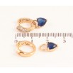 Серьги Xuping цвет Позолота 18K подвески на колечках "Синие кристальные сердечки" 2 в 1 фото №2