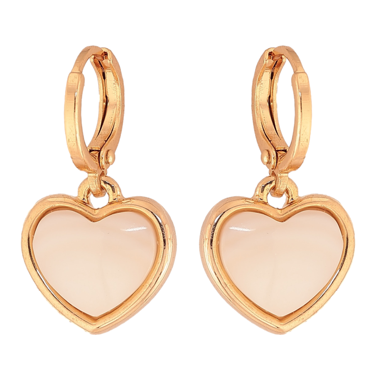 Сережки Xuping колір Позолота 18K підвіски на колечках "Білі керамічні серця" фото №4 Сережки Xuping колір Позолота 18K підвіски на колечках "Білі керамічні серця" фото №4
