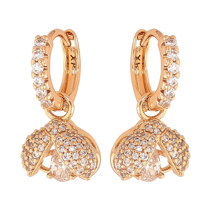 Серьги Xuping цвет Позолота 18K подвески на колечках "Божьи коровки с инкрустацией кристаллами" 2 в 1 - Фото 23