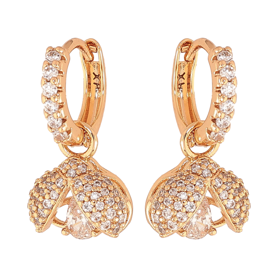 Сережки Xuping колір Позолота 18K підвіски на колечках "Сонечко з інкрустацією кристалами" 2 в 1 фото №1 Сережки Xuping колір Позолота 18K підвіски на колечках "Сонечко з інкрустацією кристалами" 2 в 1 фото №1