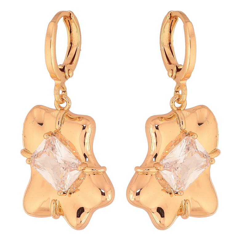 Серьги Xuping цвет Позолота 18K подвески на колечках "Узор с кристаллами" фото №2 Серьги Xuping цвет Позолота 18K подвески на колечках "Узор с кристаллами" фото №2