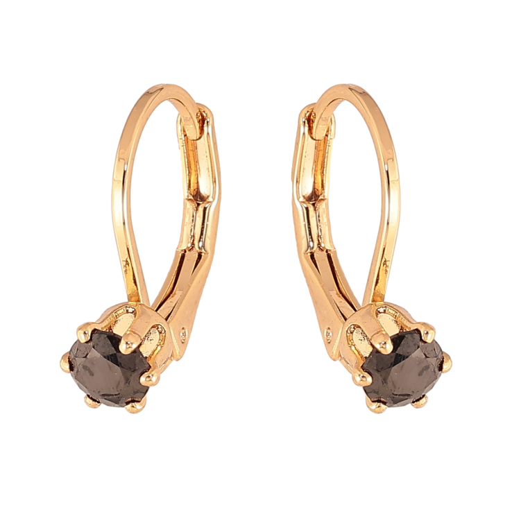 Сережки Xuping колір Позолота 18К французький замок "Чорні кристали на дужках" ø 4мм фото №10