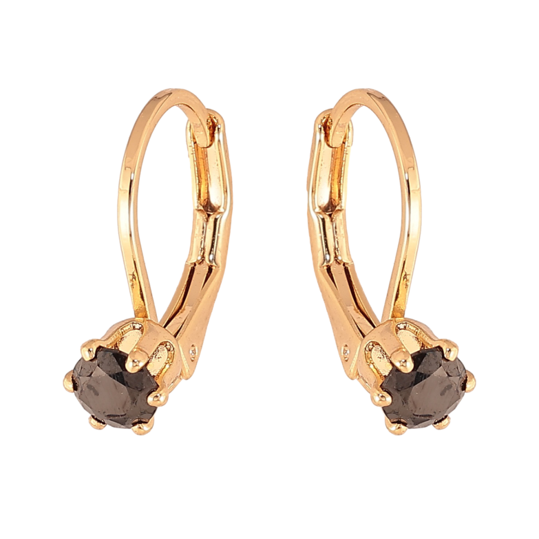 Серьги Xuping цвет Позолота 18К французский замок "Черные кристаллы на дужках" ø 4мм фото №1 Серьги Xuping цвет Позолота 18К французский замок "Черные кристаллы на дужках" ø 4мм фото №1