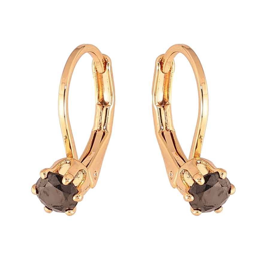 Сережки Xuping колір Позолота 18К французький замок "Чорні кристали на дужках" ø 4мм фото №1 Сережки Xuping колір Позолота 18К французький замок "Чорні кристали на дужках" ø 4мм фото №1