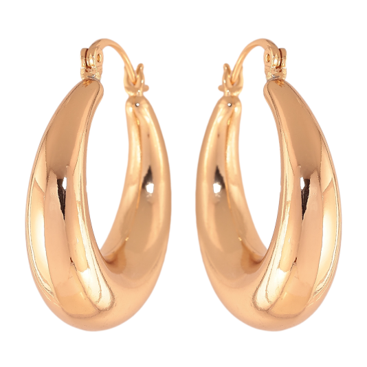 Серьги Xuping цвет Позолота 18K замок-булавка "Объемные кольца" ø 3см фото №1
