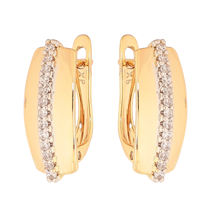 Серьги Xuping цвет Позолота 18К+Родий английский замок "Дорожки кристаллов" фото №7