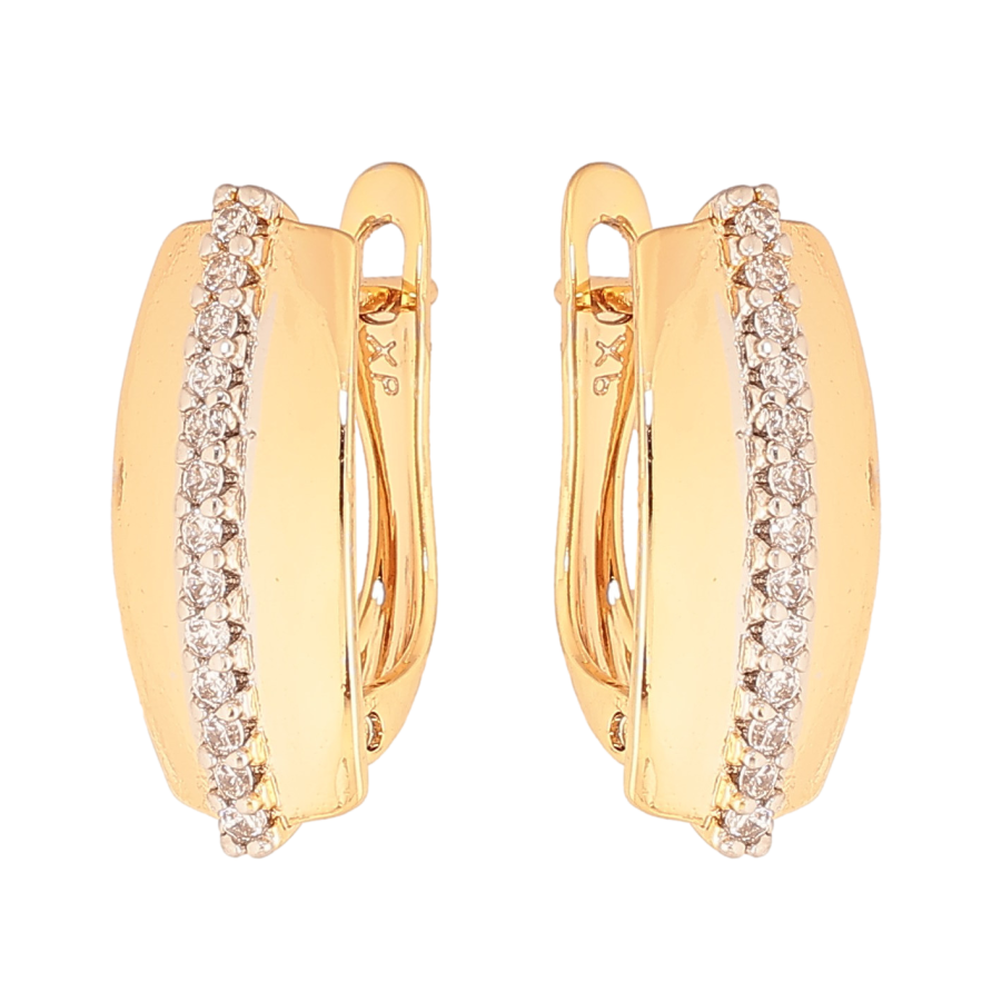 Серьги Xuping цвет Позолота 18К+Родий английский замок "Дорожки кристаллов" фото №1