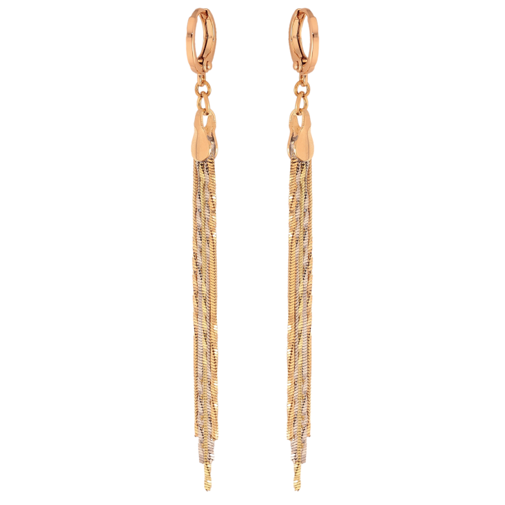 Серьги Xuping цвет Позолота 18К+Родий подвески на колечках "Цепочки" фото №11 Серьги Xuping цвет Позолота 18К+Родий подвески на колечках "Цепочки" фото №11