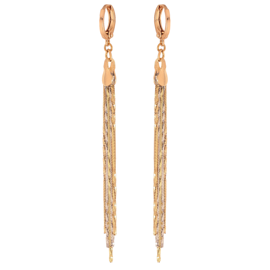 Сережки Xuping колір Позолота 18К+Родій підвіски на колечках "Ланцюжки" фото №1