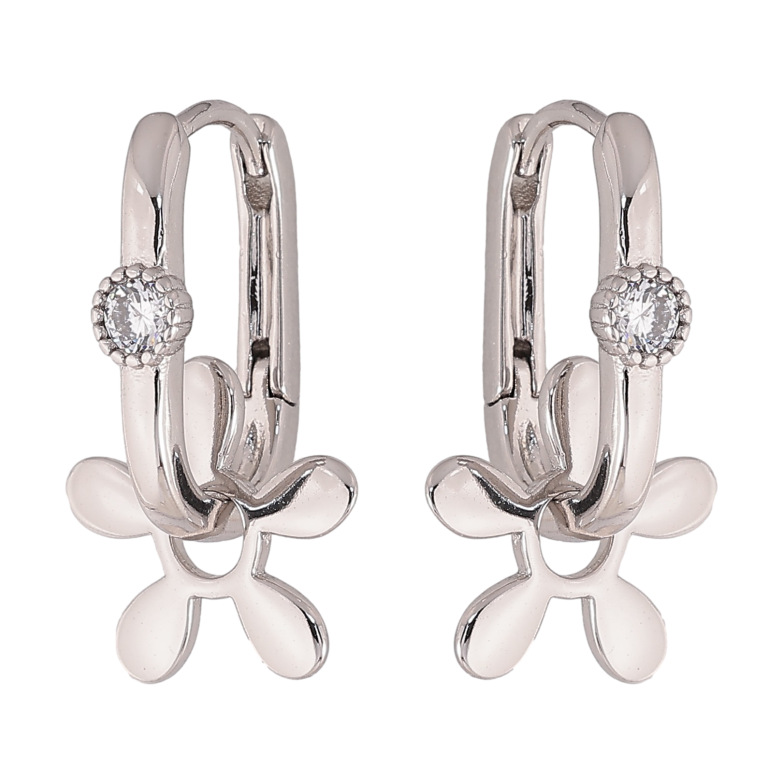 Сережки Xuping колір Родій підвіски на колечках "Квіточки" 2 в 1 фото №1