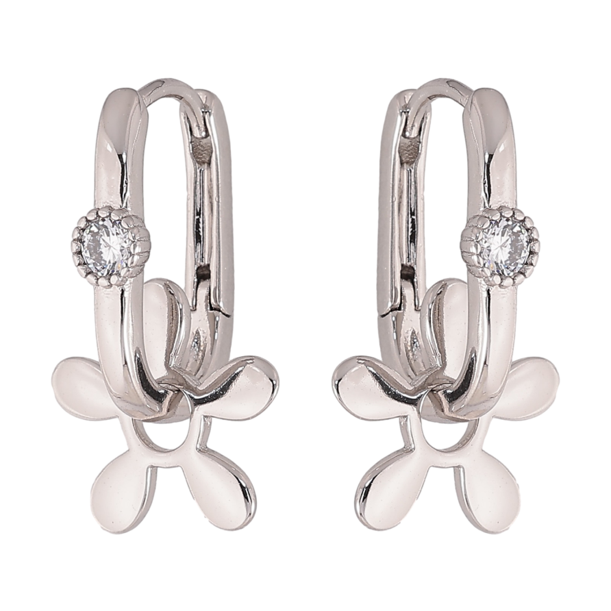 Сережки Xuping колір Родій підвіски на колечках "Квіточки" 2 в 1 фото №1